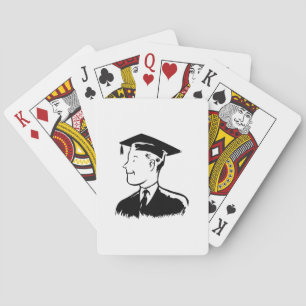 Männliche Graduiertensilhouette mit Hut und Talar Spielkarten