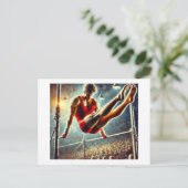 Männliche Gymnast auf parallelen Bars, Postkarte (Stehend Vorderseite)