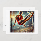 Männliche Gymnast auf parallelen Bars, Postkarte (Vorne/Hinten)