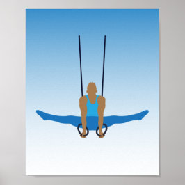 Männliche Gymnast auf Steady Rings Illustriert Poster