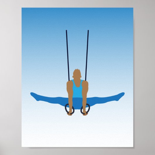 Männliche Gymnast auf Steady Rings Illustriert Poster (Vorne)