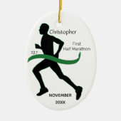 Männliche Half Marathon Runner Green Ribbon Orname Keramik Ornament (Vorne)