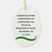 Männliche Half Marathon Runner Green Ribbon Orname Keramik Ornament (Hinten)