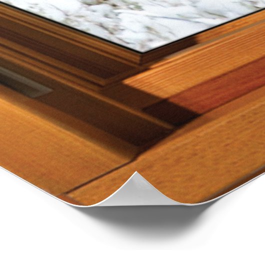 Männliche Hirsche im Snow Window Illusion Poster (Ecke)