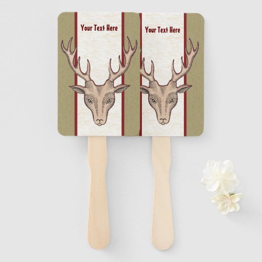 Männliche Hirsche Kopf Big Antlers Tan White Red S Fächer (Vorne und Hinten)