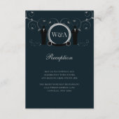 Männliche Hochzeit Silver Blue Monogram LGBTQ Empf Begleitkarte (Vorderseite)