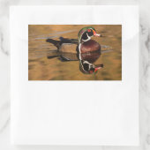 Männliche Holzente am Goldenen See Rechteckiger Aufkleber (Tasche)