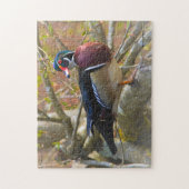 Männliche Holzente auf dem Baum Puzzle (Vertikal)