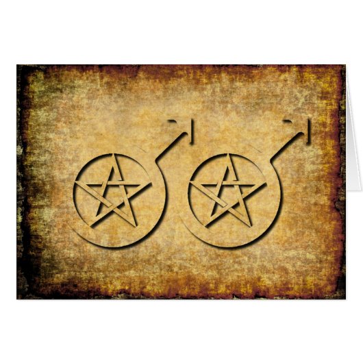 Männliche homosexuelle heidnische Hochzeits-Karte (Vorderseite (Horizontal))