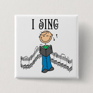 Männliche Ich singe T-Shirts und Geschenke Button