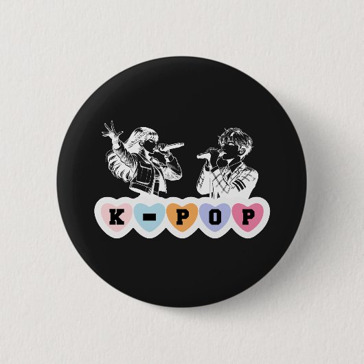 Männliche Idols singen KPop Musikdesign Button (Vorderseite)