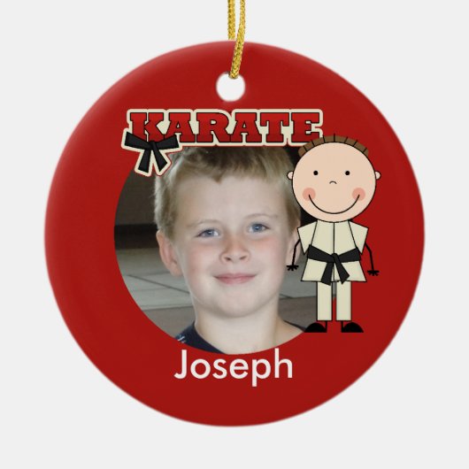 Männliche Karate-Foto-Verzierung Keramikornament (Vorne)