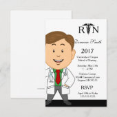 Männliche Krankenpflege-SchulAbschluss-Einladung Einladung (Vorne/Hinten)