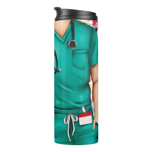 Männliche Krankenpflegeschwür Thermosbecher (Nach rechts gedreht)