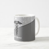 Männliche Krankenschwester Caduceus Medical Black Kaffeetasse (VorderseiteRechts)