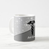 Männliche Krankenschwester Caduceus Medical Black Kaffeetasse (Vorderseite Links)