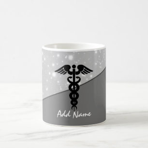 Männliche Krankenschwester Caduceus Medical Black  Kaffeetasse