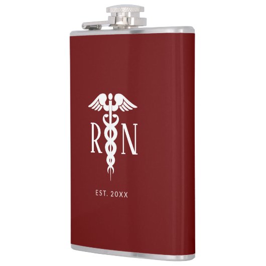 Männliche Krankenschwester Medical Caduceus Burgun Flachmann (Links)