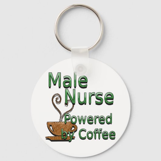 Männliche Krankenschwester mit Kaffee Schlüsselanhänger (Vorderseite)