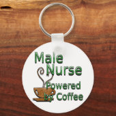 Männliche Krankenschwester mit Kaffee Schlüsselanhänger (Vorderseite)