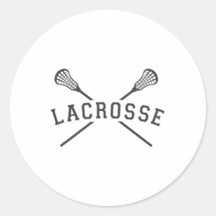 Männliche Lacrosse Team überquert Sticks Coole Far Runder Aufkleber