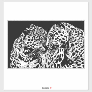 Männliche Leoparden Paare Jungle Safari Abstrakt Aufkleber
