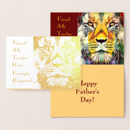 Männliche Löwen Wildlife Art Vaterakronym Vatertag Folienkarte