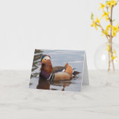 Männliche Mandarinen-Ente Notecard Karte (Gelbe Blume)