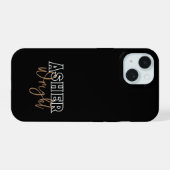 Männliche Männer schwarzer Name monogrammiert iPhone 15 Hülle (Rückseite (Horizontal))