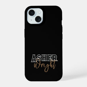 Männliche Männer schwarzer Name monogrammiert iPhone 15 Hülle