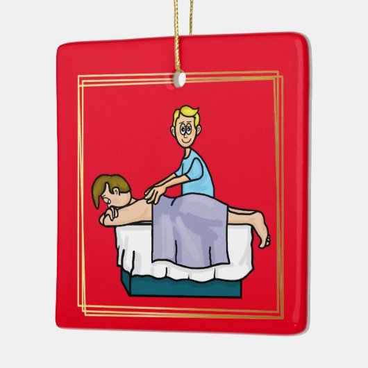 Männliche Massage Weihnachtsdekoration Keramikornament (Links)