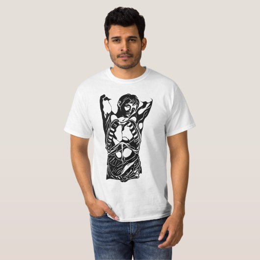 Männliche menschliche Anatomie abstrakte Kunst T-Shirt (Vorne ganz)