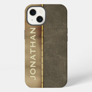 Männliche Metallic-Leder-Optik Monogramm Case-Mate iPhone 13 Hülle