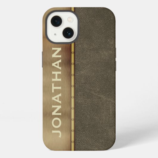 Männliche Metallic-Leder-Optik Monogramm Case-Mate iPhone Hülle (Rückseite)