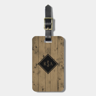 Männliche mit Monogramm rustikale hölzerne Planke Gepäckanhänger