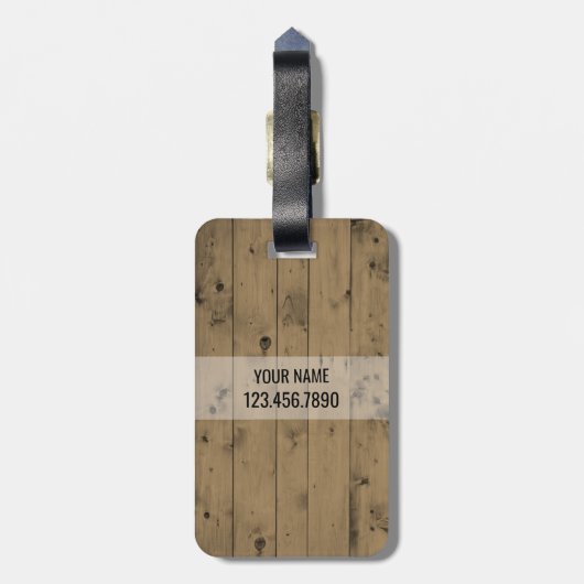 Männliche mit Monogramm rustikale hölzerne Planke Gepäckanhänger (Rückseite vertikal)