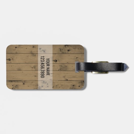 Männliche mit Monogramm rustikale hölzerne Planke Gepäckanhänger (Rückseite horizontal)