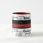 männliche moderne Typografie Name rot/schwarz Tasse (Zentrum)