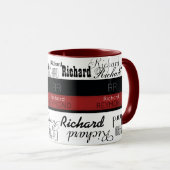 männliche moderne Typografie Name rot/schwarz Tasse (VorderseiteRechts)