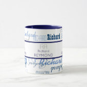 männliche moderne Typografie-Namensstruktur auf bl Tasse (Zentrum)