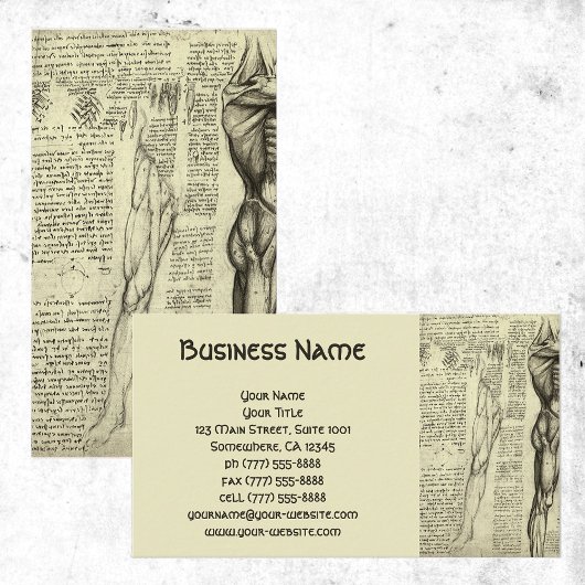 Männliche Muskelanatomie Sketch von Leonardo da Vi Visitenkarte