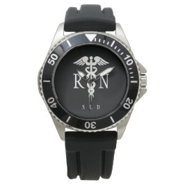 Männliche Nurse RN Monogram Second Hand Black Armbanduhr