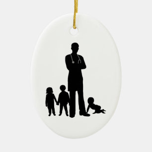 Männliche Pädiatrische Silhouette mit Kindergarten Keramik Ornament