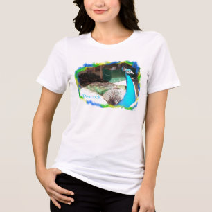 Männliche Pfauensonnenbaden Tri-Blend Shirt