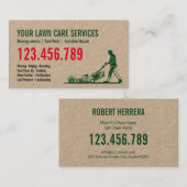 Männliche Rasenmähen Gartengartenlandschaften Visitenkarte (Vorne/Hinten)