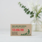 Männliche Rasenmähen Gartengartenlandschaften Visitenkarte (Stehend Vorderseite)