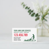Männliche Rasenmähen Gartengartenlandschaften Visitenkarte (Stehend Vorderseite)