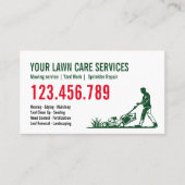 Männliche Rasenmähen Gartengartenlandschaften Visitenkarte (Vorderseite)