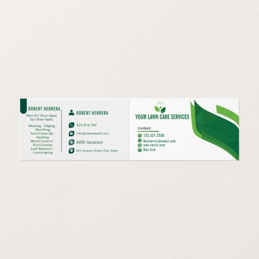 Männliche Rasenmähen Gartengartenlandschaften Visitenkarten (Außenseite Aufgefaltet)