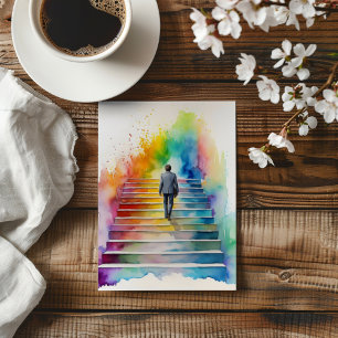 Männliche Regenbogentreppen kommen raus Einladung